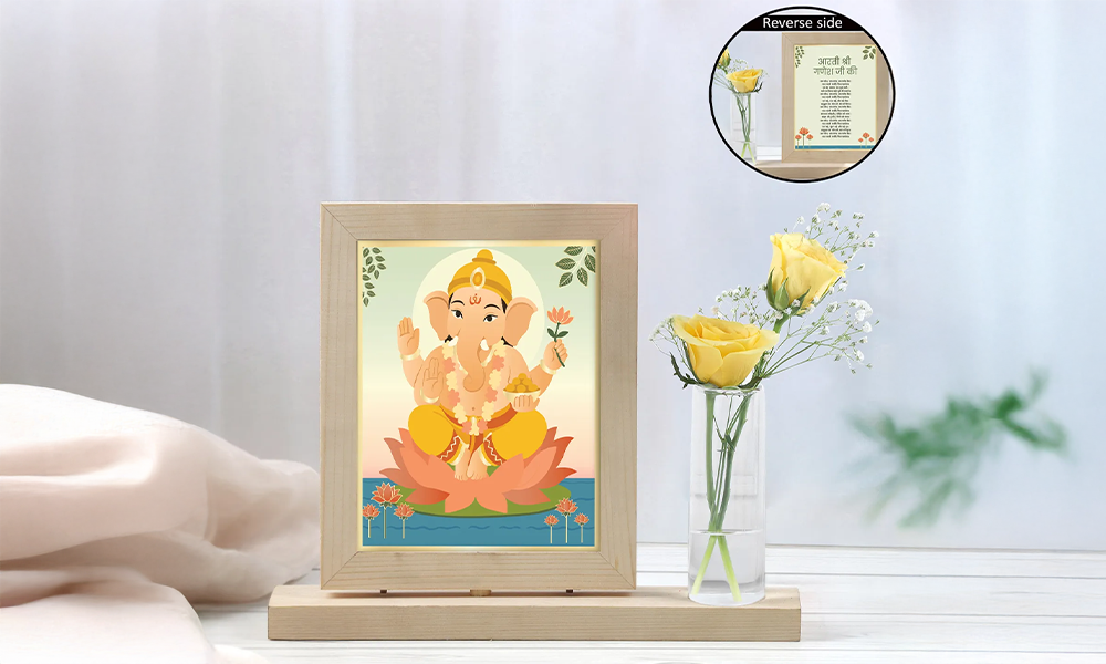Ganesh Blessings Frame with Floral Vase – FNP
