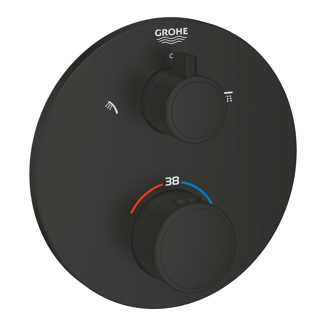 Grohtherm Thermostatic shower mixer for 2 outlets with integrated shut off/diverter valve