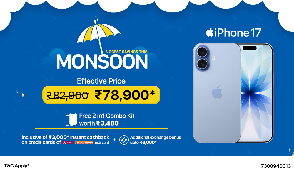Monsoon Offer on iPhone 17 – Effective Price ₹78,900*