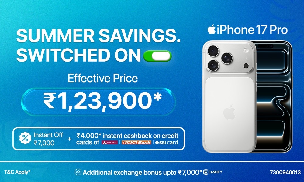 Switch On Summer Savings with iPhone 17 Pro at ₹1,23,900*