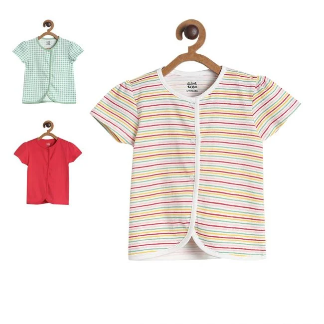 Girls Multicolor Pack Of 3 Front Open Vest