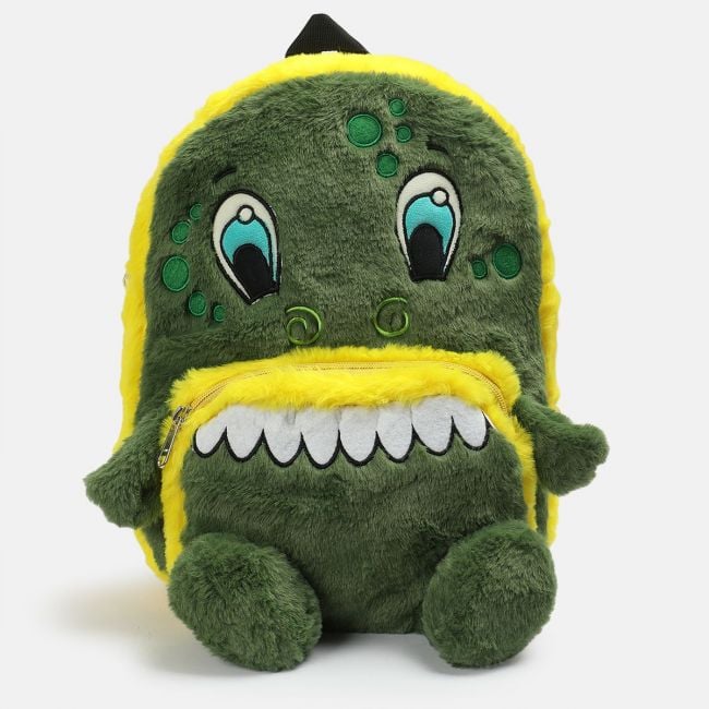 Boys Green Plush Bunny Back Bag