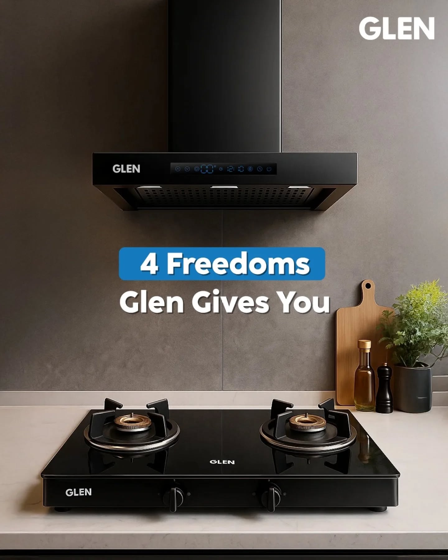 Experience the freedom to truly enjoy your time in the kitchen with Glen’s advanced BLDC chimney.