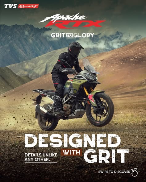 Grit is in the details. Decades of rally racing experience is reflected on the TVS Apache RTX