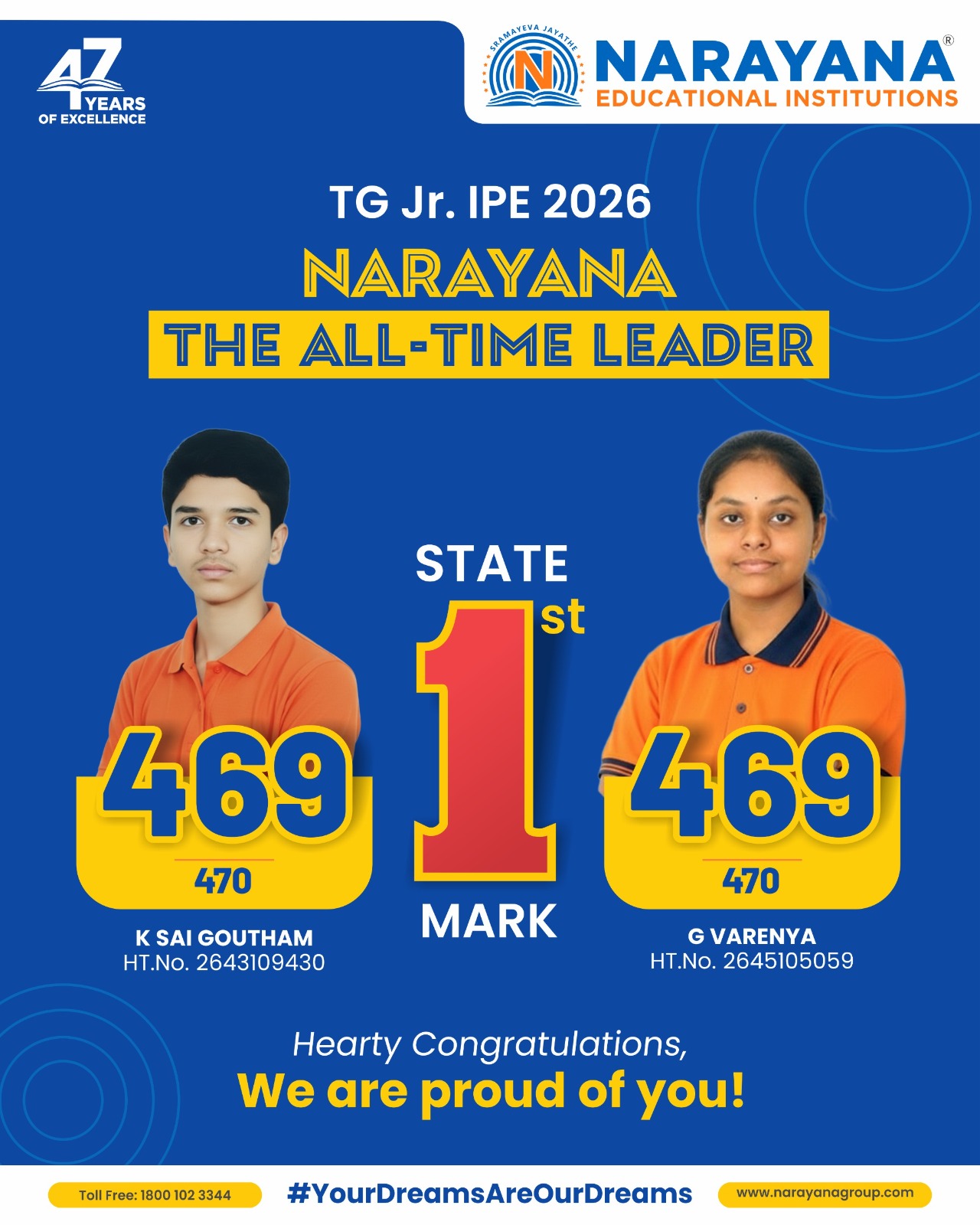 🏆 TG Jr. IPE 2026 Results: As expected, Narayana continues its all-time leadership position!