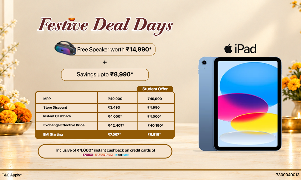 Festive Deal Days – Get iPad with Free Speaker