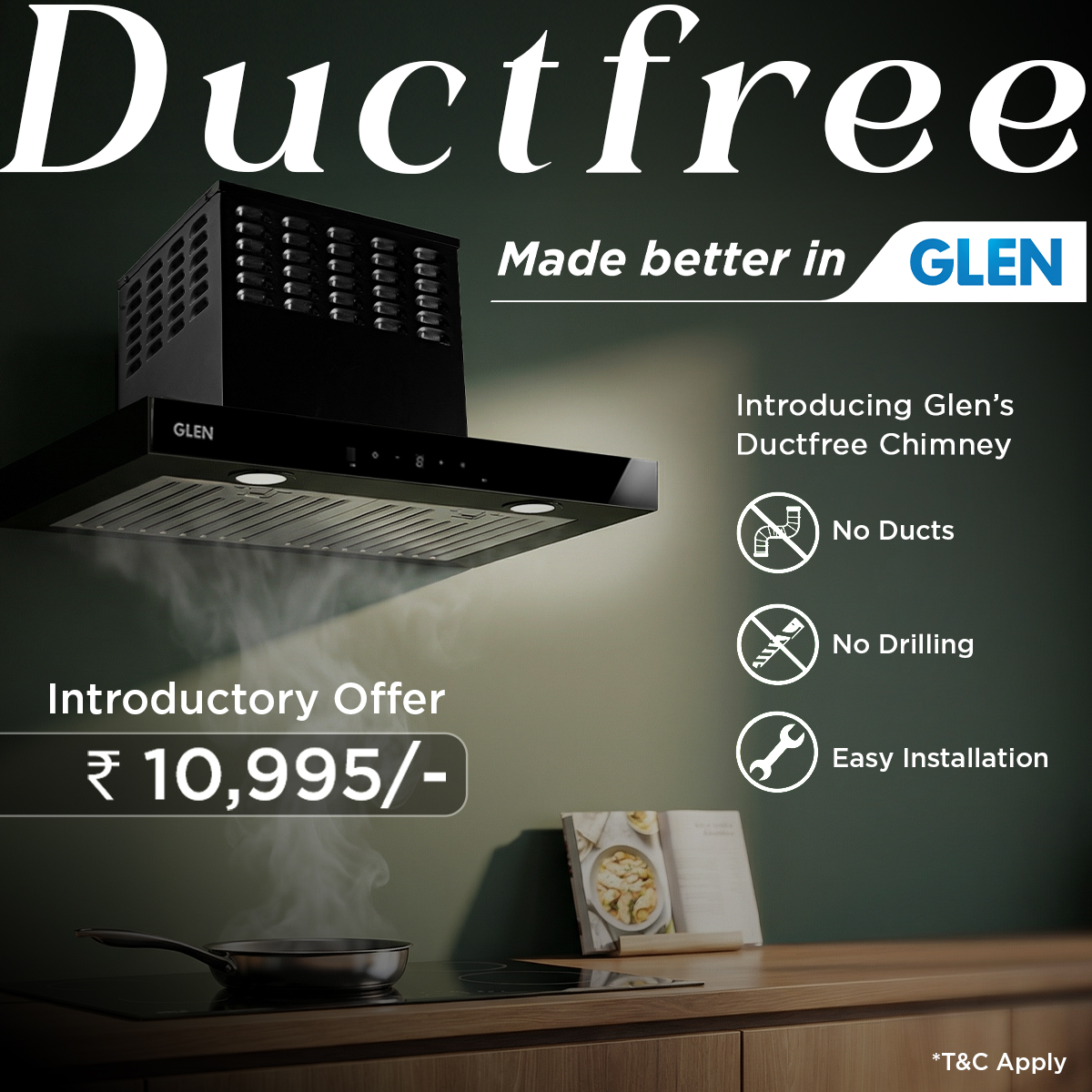 Upgrade your kitchen with Glen’s Ductfree Chimney