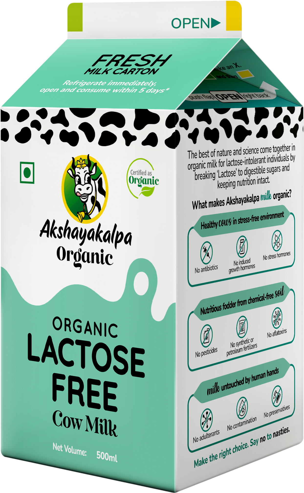Organic Lactose-Free Cow Milk Pasteurized