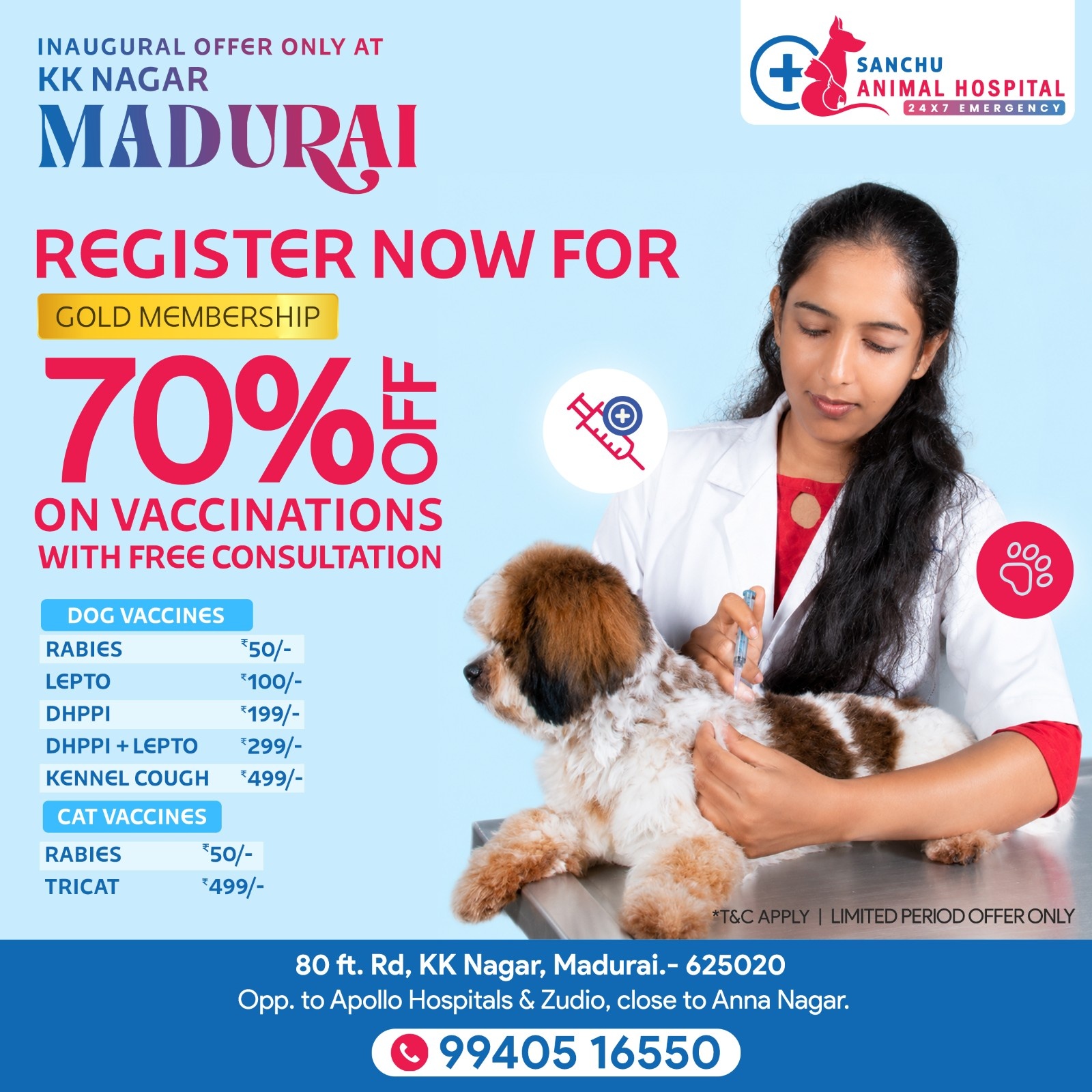 70% Off on Pet Vaccinations – KK Nagar