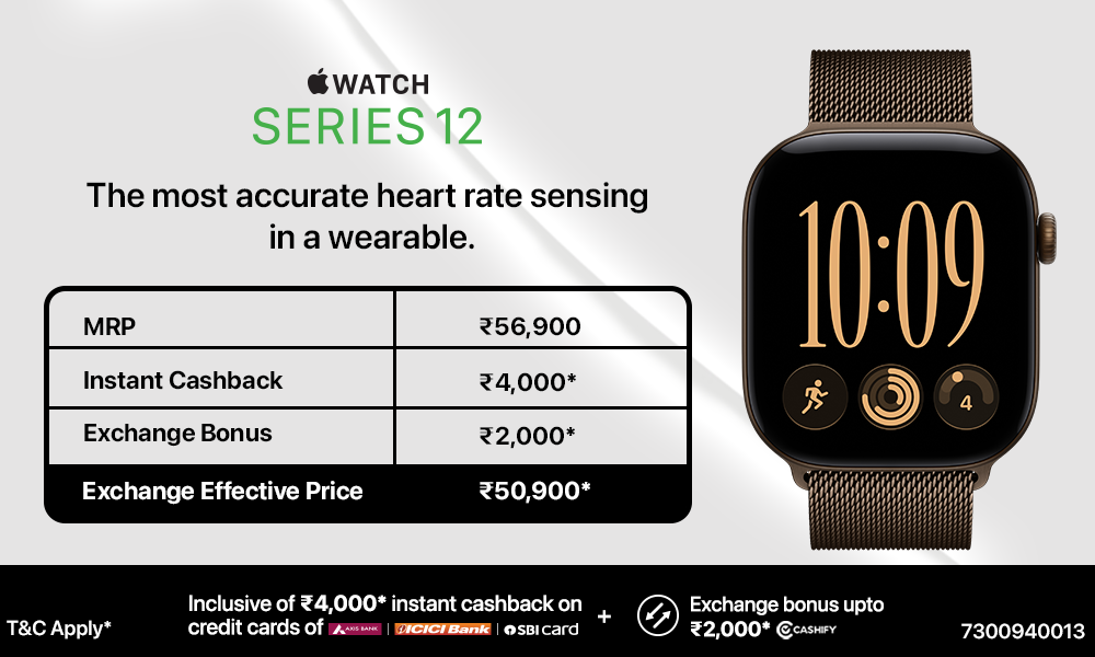 Get Apple Watch Series 12 at an Effective Price of ₹50,900