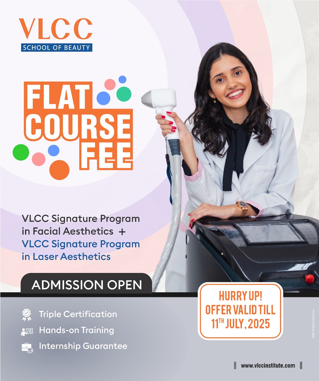 FLAT COURSE OFFER at VLCC School of beauty Beauty Jindal City, kurukshetra – Enroll by 11th July 2025! FLAT COURSE OFFER at VLCC School of beauty Beauty Jindal City, kurukshetra – Enroll by 11th July 2025!