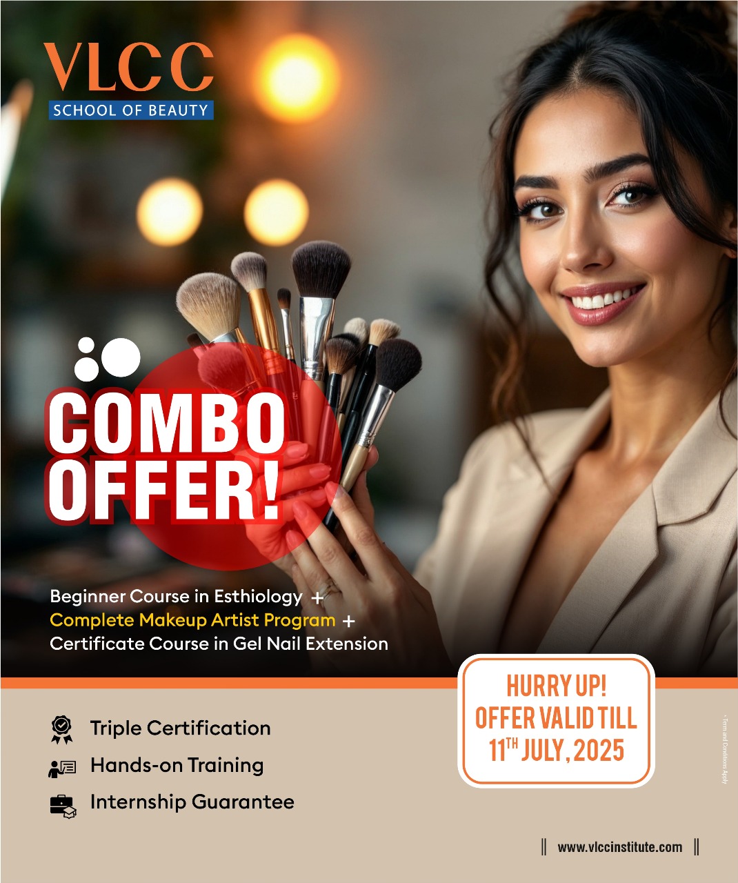 COMBO OFFER at VLCC School of Beauty in TT Nagar, Bhopal – Enroll by 11th July 2025!