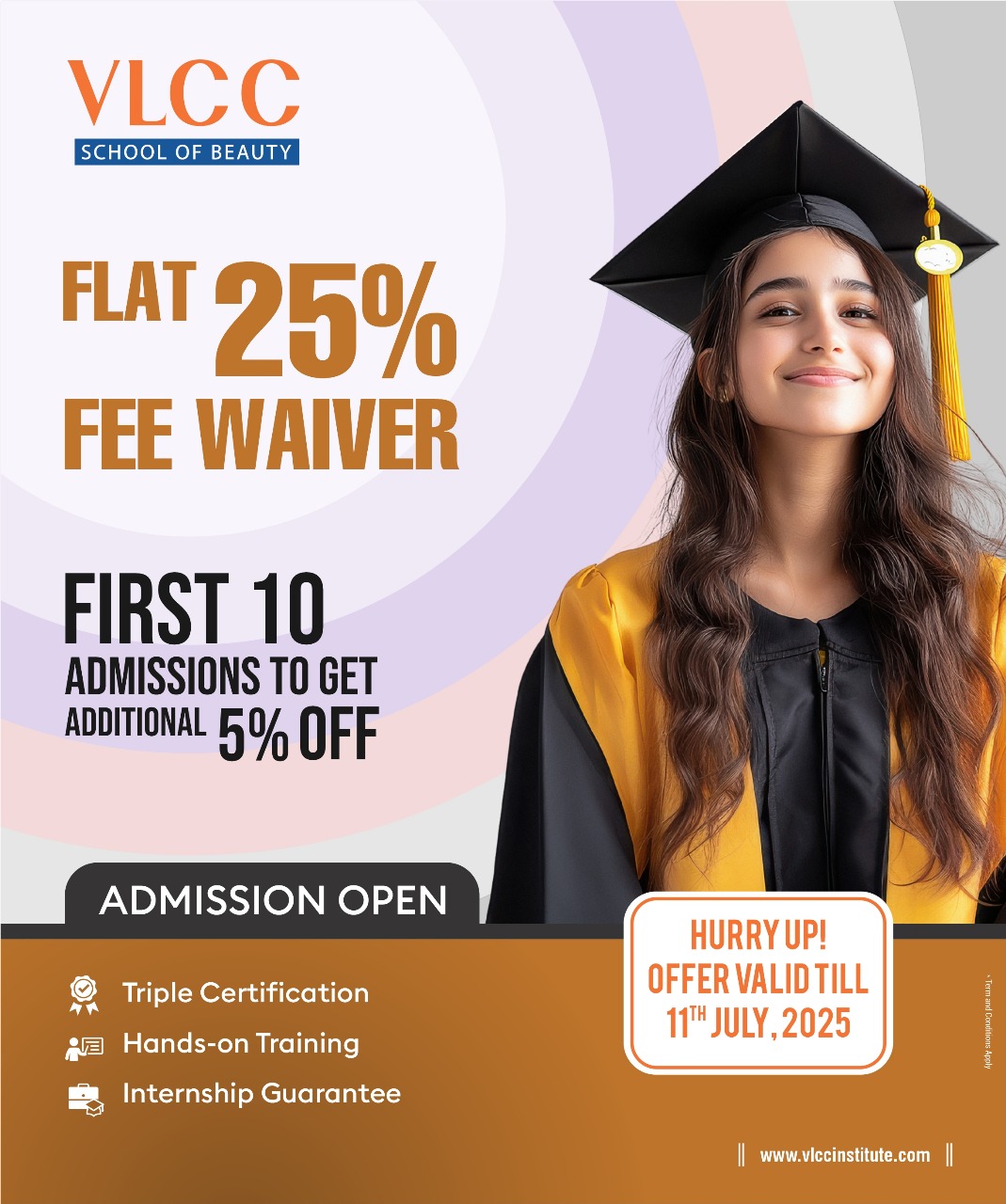 Flat 25% Fee Waiver at VLCC School of Beauty in Athwa, surat – Enroll Now & Save Big!
