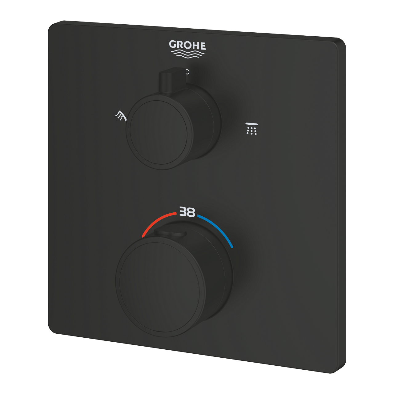 Grohtherm Thermostatic shower mixer for 2 outlets with integrated shut off/diverter valve