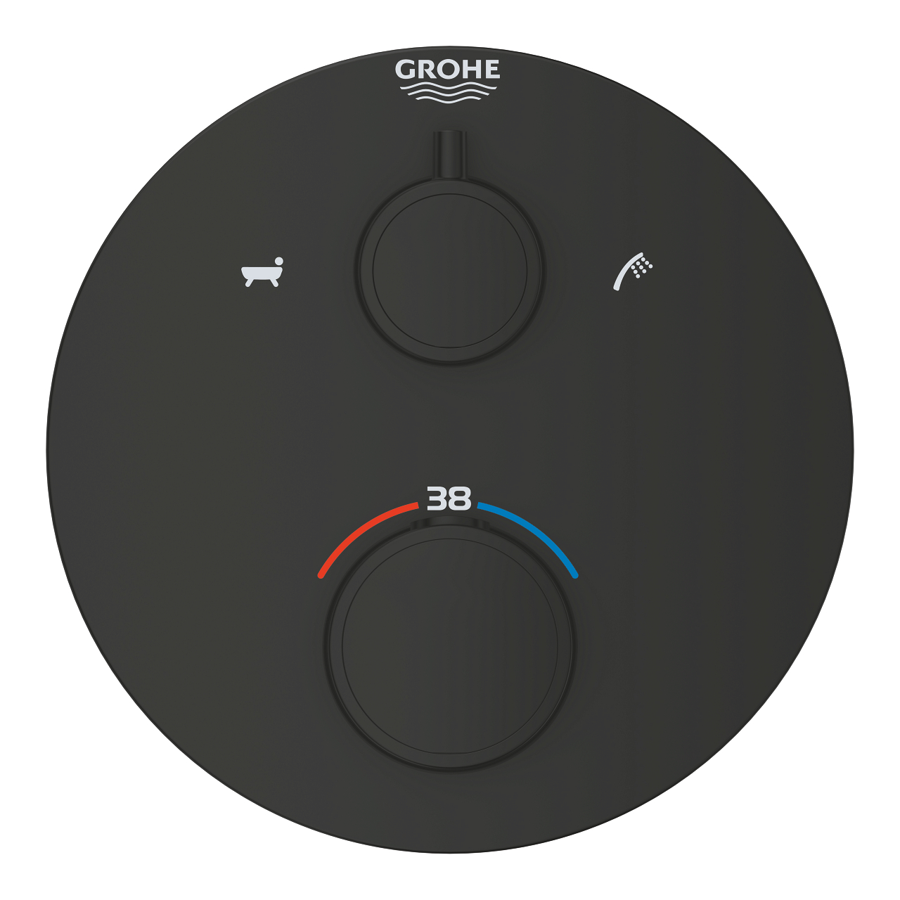Grohtherm Thermostatic bath tub mixer for 2 outlets with integrated shut off/diverter valve