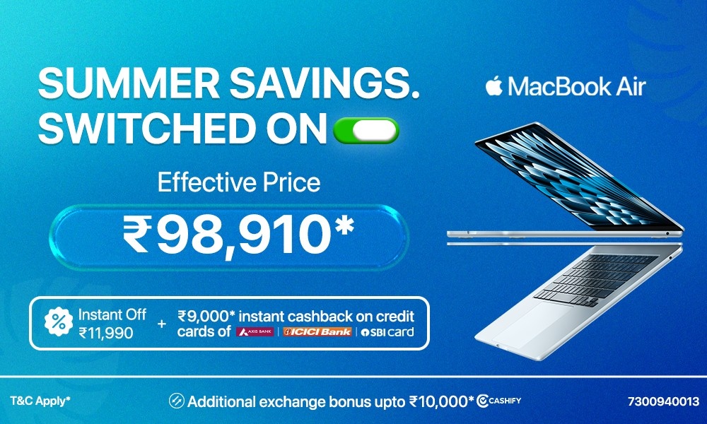 Summer Savings Switched On with MacBook Air at ₹98,910*