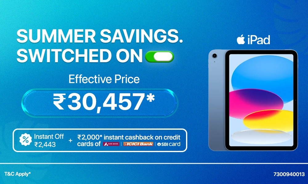 Summer Savings Switched On with Apple iPad at ₹30,457*