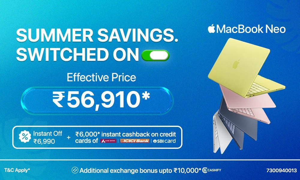 Switch On Summer Savings with MacBook Neo at ₹56,910*