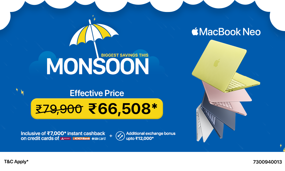Monsoon Offer on MacBook Neo – Effective Price ₹66,508*